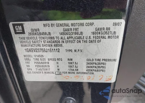 2008 GMC Acadia Slt-1 z USA, uszkodzony, nr VIN 1GKEV23758J161112